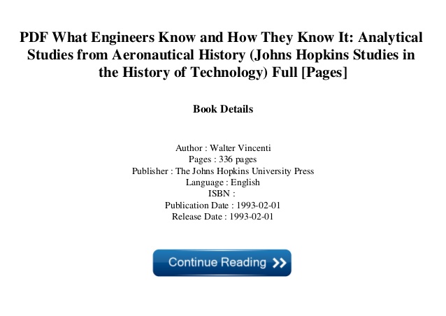 What Engineers Know And How They Know It Pdf Book